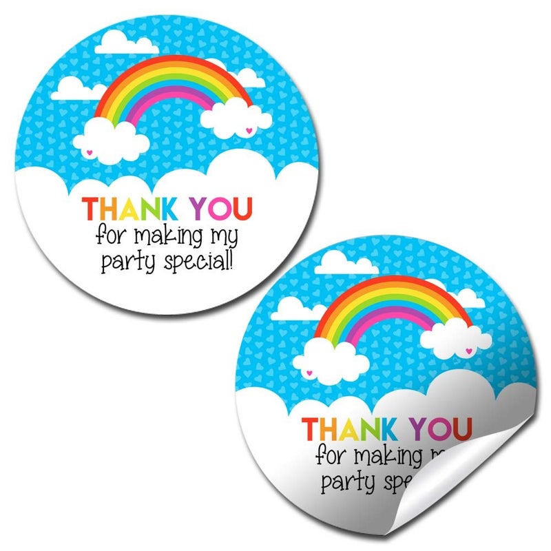 Amanda Creation Rainbow Birthday Party Thank You Stickers 40 Colorful 2 Round Stickers Paper Glossy Finish Perfect for Party Favors Envelope Seals Goodie Bags