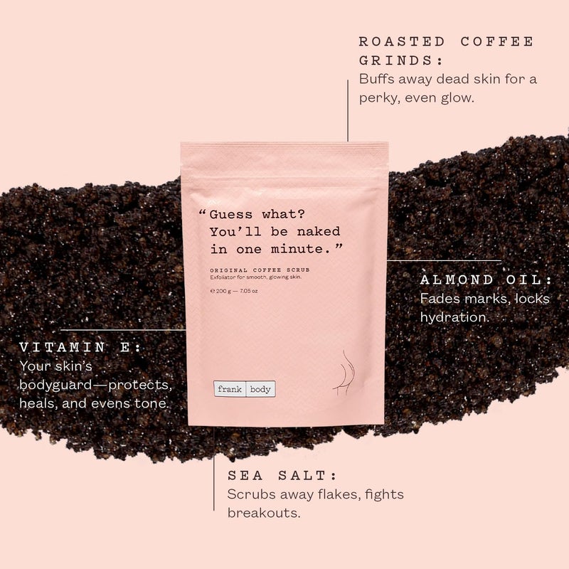 Frank Body Original Coffee Scrub, 7.05oz | Natural & Cruelty Free Exfoliating Body Scrub | Hydrating Vegan Scrub Skin Care For Stretch Marks, Acne, Cellulite | 1ct - Image 2