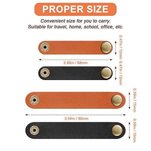 Weewooday 52 Pieces PU Leather Cable Straps, Earbud Cord Organizer, PU Leather Handmade Portable USB Cord Holder, Earphone Cable Tie Cable Management, for Travel, Home, School, Office (Black, Brown) - Image 2