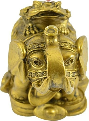 RIPE INDIA - RIPE INDIA Feng Shui King Money Toad Three Legged Frog On Trunk Up Elephant for Prosperity Financial Business Strength Success Good Luck - Image 1