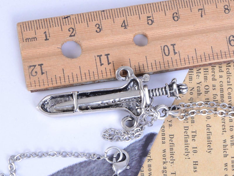 Alilang Antique Fantasy Medieval Renaissance Removable Scabbard Rune Sword Dagger Pendant Necklace - Image 4