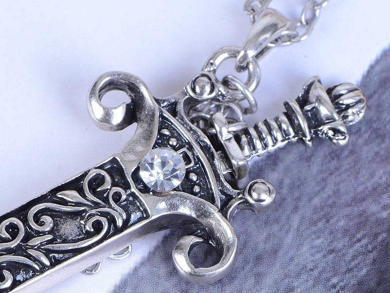 Alilang Antique Fantasy Medieval Renaissance Removable Scabbard Rune Sword Dagger Pendant Necklace - Image 3