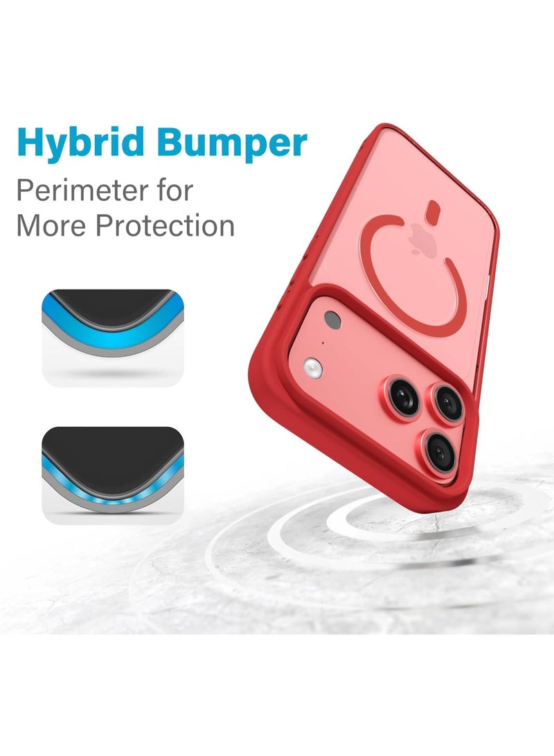 أكاليكس جراب مغناطيسي لهاتف iPhone 17 Pro، متوافق مع MagSafe، غطاء فاخر مطلي، جراب هاتف واقي مقاوم للصدمات من مادة TPU الناعمة الشفافة، (أحمر). - Image 4