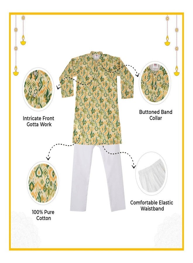 IKKAI® Baby boy’s Outdoor & Indoor Regular Soft Stylish printed Ethnic Wear Comfortable Fit Pack of 1 (Yellow, 7-8 year) - Image 4