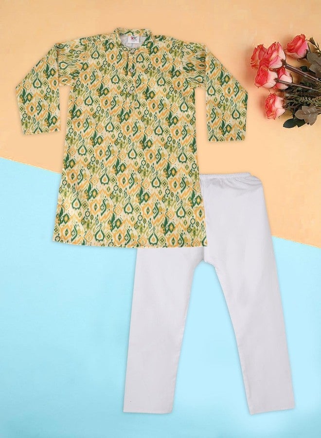 IKKAI® Baby boy’s Outdoor & Indoor Regular Soft Stylish printed Ethnic Wear Comfortable Fit Pack of 1 (Yellow, 7-8 year) - Image 3