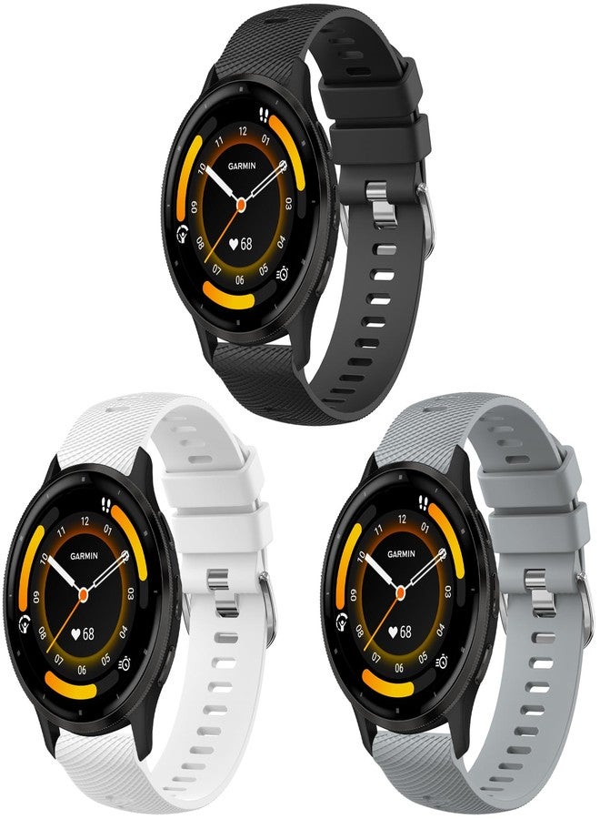 Meliya for Garmin Venu 3 / Venu 2 / Vivoactive 4 Watch Band Women Men, 22mm Soft Silicone Sport Replacement Strap for Forerunner 745/265 / 255 Music Smart Watch (Black+White+Grey) - Image 1