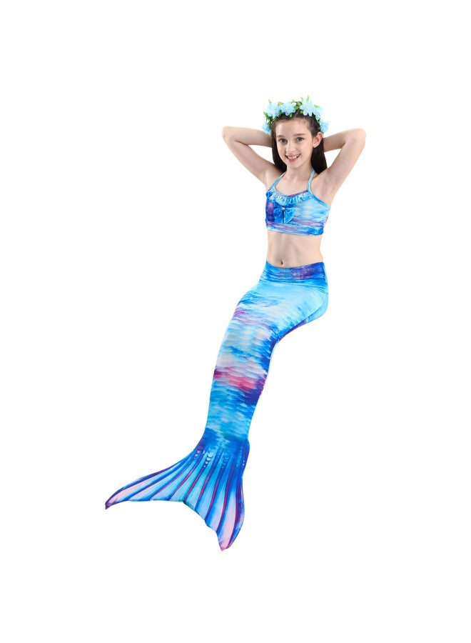 Mermaid Costume Dress - Girls Mermaid Fishtail Costume Dress - JP17, 120 - Princess Dress Up, Halloween Cosplay, Fancy Party Wear, Birthday Costume, Fantasy Outfit Swimsuit - Image 1