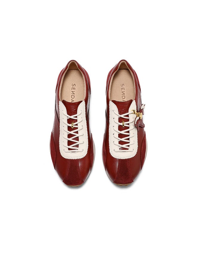 Senda a Little Pony Agan Shoes Women Spring New Cowhide Mall Same Style German Training Casual Shoes Red 39 - Image 2