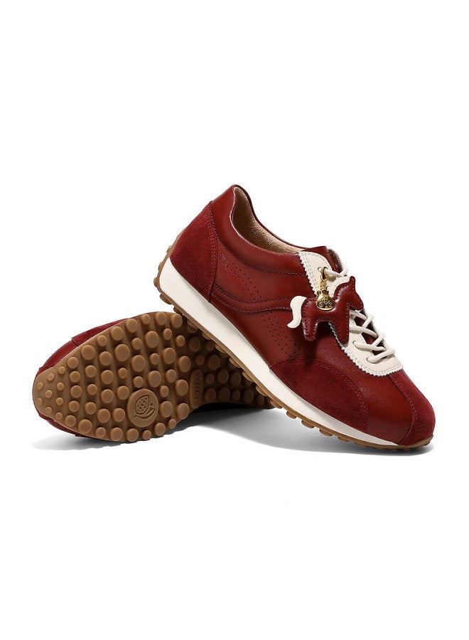 Senda a Little Pony Agan Shoes Women Spring New Cowhide Mall Same Style German Training Casual Shoes Red 39 - Image 4