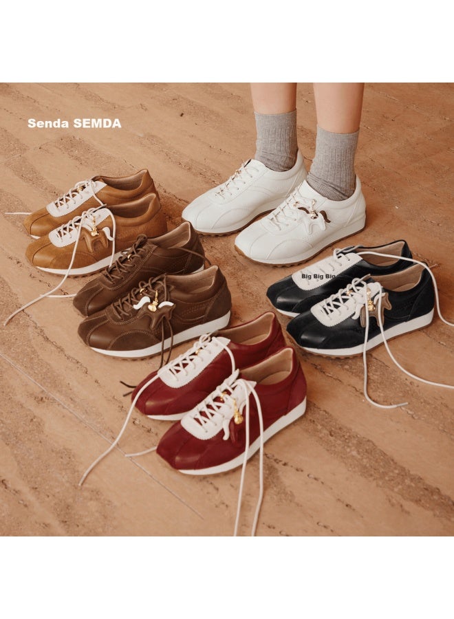 Senda a Little Pony Agan Shoes Women Spring New Cowhide Mall Same Style German Training Casual Shoes Red 39 - Image 1