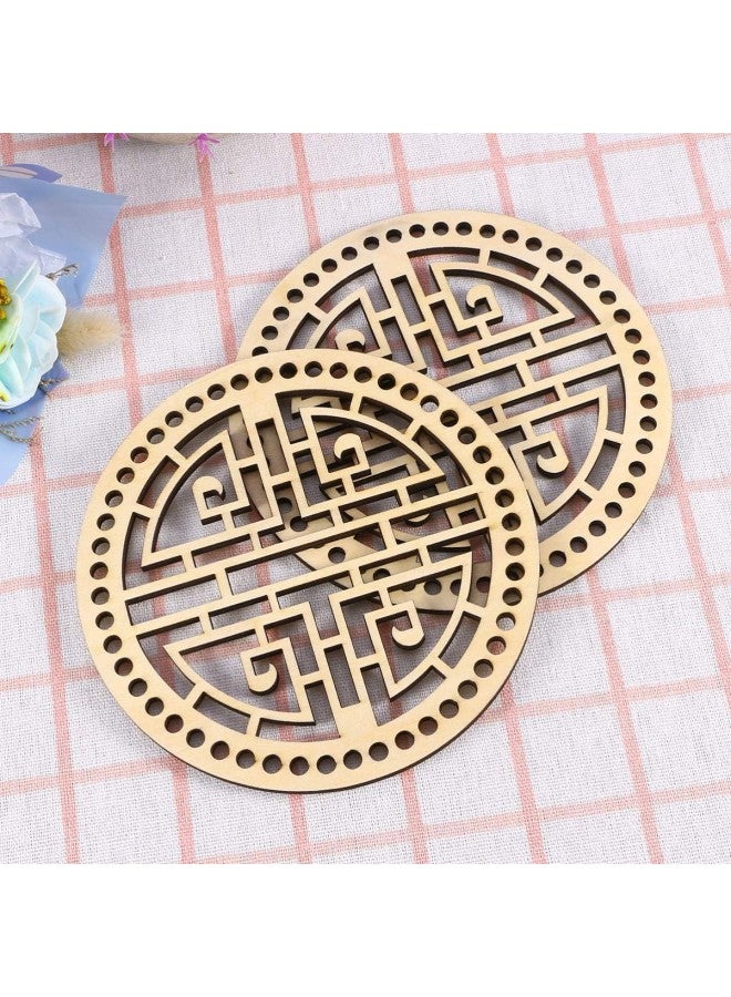 klarako 2Pcs Wooden DIY Round Board Homemade Wirebag Material Shoulder Bag Board DIY Bag Accessories for Women Girls Party Size M Style Laundry Basket - Image 3