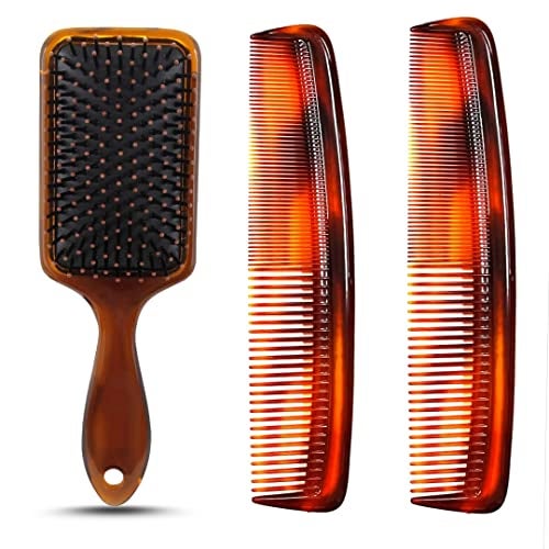 MAPLE Hair Brush with Nylon Bristle And Hair Comb Set Combo For Women, Men All-Purpose Pack Of 3 (Turquoise) - Image 1