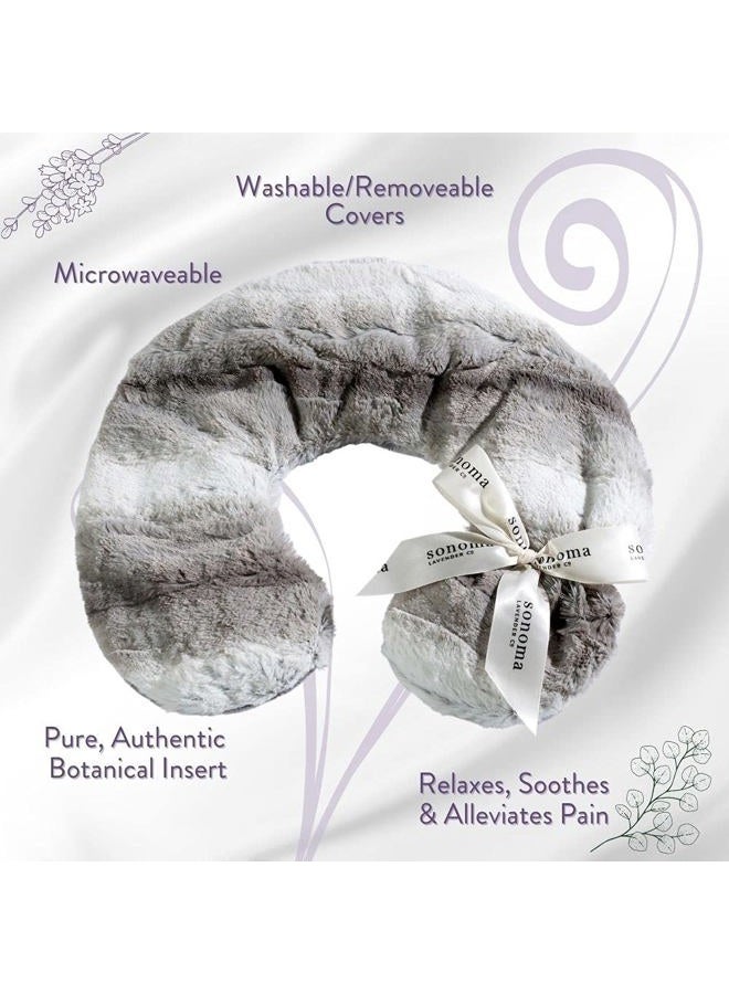 Sonoma Lavender Luxury Lavender Heatable/Chillable Neck Pillow, Microwaveable for Neck and Shoulders with Removable Washable Covers, Great for Relaxation and Pain Relief (Angora Platinum) - Image 3