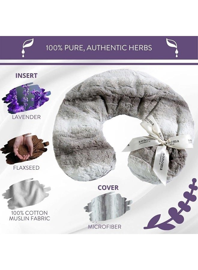 Sonoma Lavender Luxury Lavender Heatable/Chillable Neck Pillow, Microwaveable for Neck and Shoulders with Removable Washable Covers, Great for Relaxation and Pain Relief (Angora Platinum) - Image 4