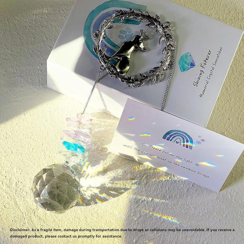 AMETHUARTZ Dog Memorial Suncatcher - Loss of Dog Sympathy Gift, Pet Loss Bereavement Gift, Thoughtful Dogs Passing Away Remembrance, Pet Memory Rainbow Bridge Crystal Sun Catchers - Image 2