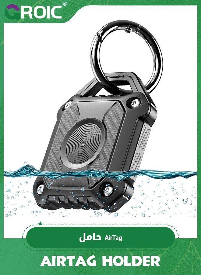 GROIC IPX8 Waterproof Airtag Holder,Apple Airtag Keychain,Hard TPU Airtag Case, 360° Full Protection Air Tag Holder Keychain with Key Chain for Key,Luggage,Dog Collar, Compatible Apple Airtag  - Image 1