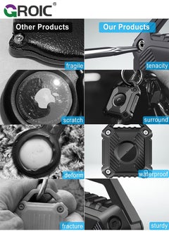 GROIC IPX8 Waterproof Airtag Holder,Apple Airtag Keychain,Hard TPU Airtag Case, 360° Full Protection Air Tag Holder Keychain with Key Chain for Key,Luggage,Dog Collar, Compatible Apple Airtag  - Image 2