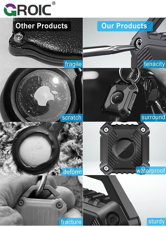 GROIC IPX8 Waterproof Airtag Holder,Apple Airtag Keychain,Hard TPU Airtag Case, 360° Full Protection Air Tag Holder Keychain with Key Chain for Key,Luggage,Dog Collar, Compatible Apple Airtag  - Image 2