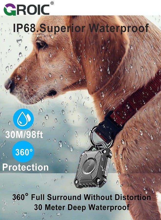 GROIC IPX8 Waterproof Airtag Holder,Apple Airtag Keychain,Hard TPU Airtag Case, 360° Full Protection Air Tag Holder Keychain with Key Chain for Key,Luggage,Dog Collar, Compatible Apple Airtag  - Image 3