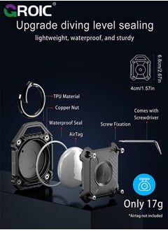 GROIC IPX8 Waterproof Airtag Holder,Apple Airtag Keychain,Hard TPU Airtag Case, 360° Full Protection Air Tag Holder Keychain with Key Chain for Key,Luggage,Dog Collar, Compatible Apple Airtag  - Image 5