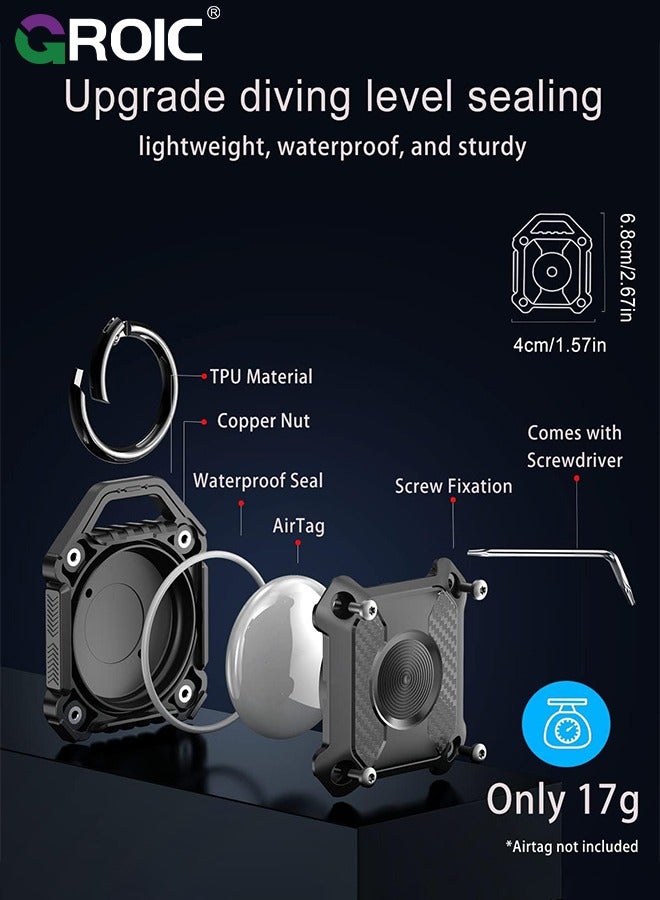 GROIC IPX8 Waterproof Airtag Holder,Apple Airtag Keychain,Hard TPU Airtag Case, 360° Full Protection Air Tag Holder Keychain with Key Chain for Key,Luggage,Dog Collar, Compatible Apple Airtag  - Image 5