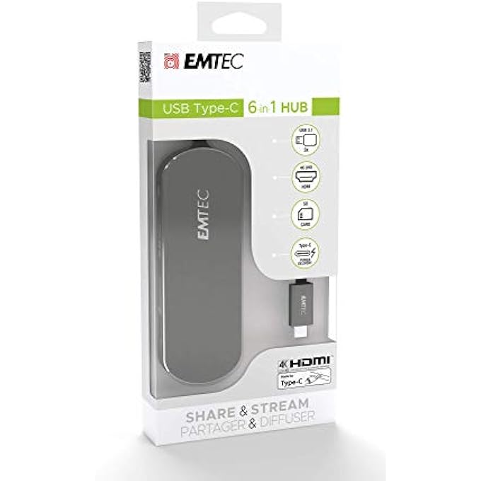 EMTEC USB-TYPE-C HUB T650C INKL. SD CARD READER 3 X USB-A 3.0, USB-C, SD CARD READER, HDMI - Image 1