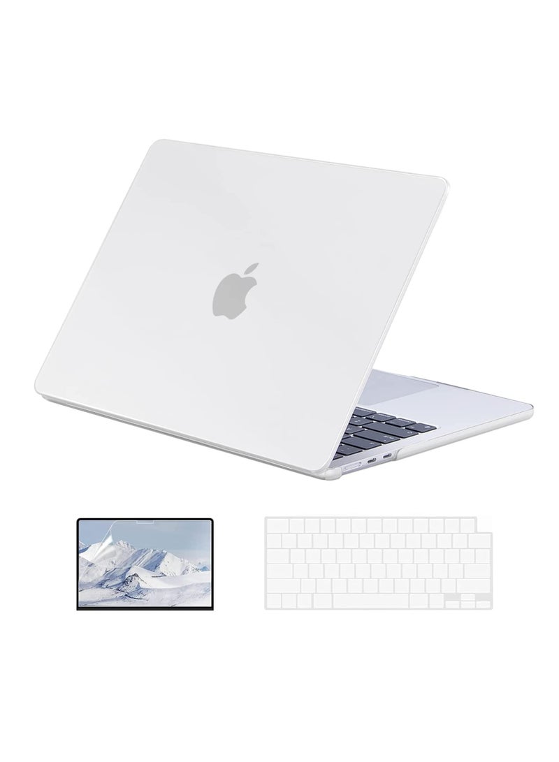 3 in 1 Case for MacBook Air 13.6 Inch 2022 A2681 M2 Chip and 2024 A3113 M3 Chip and 2025 A3240 M4 Chip, Matte Hard Shell Cover  Keyboard Cover  Screen Protector, Frosted Clear - Image 1