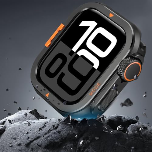 Suphart Metal Bumper Cover Compatible with Apple Watch Series 11/10 Case 46mm, [Turn 46mm into Ultra Look] Rugged Shockproof Protector with Back Frame for iWatch 46mm, Black - Image 5