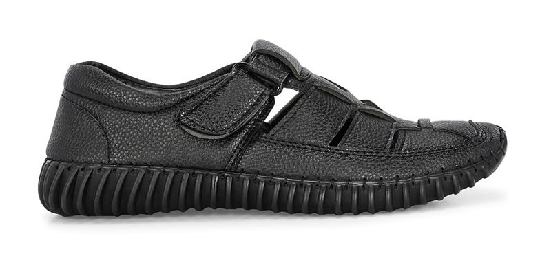 MACTREE Vegan Leather Upper Fisherman Sandals for Men | Stitched Upper and Sole for More Durability (Black, UK 9) - Image 4