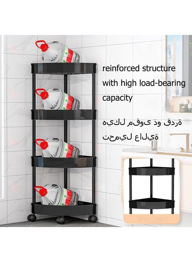 4 Tier Shower Caddy Corner Organizer, Rolling Bathroom Cart Organizer, Rustproof Shampoo Storage, Plastic Metal Splicing Shower Rack for Inside Shower, Living Room, Bedroom, Bathroom - Image 3