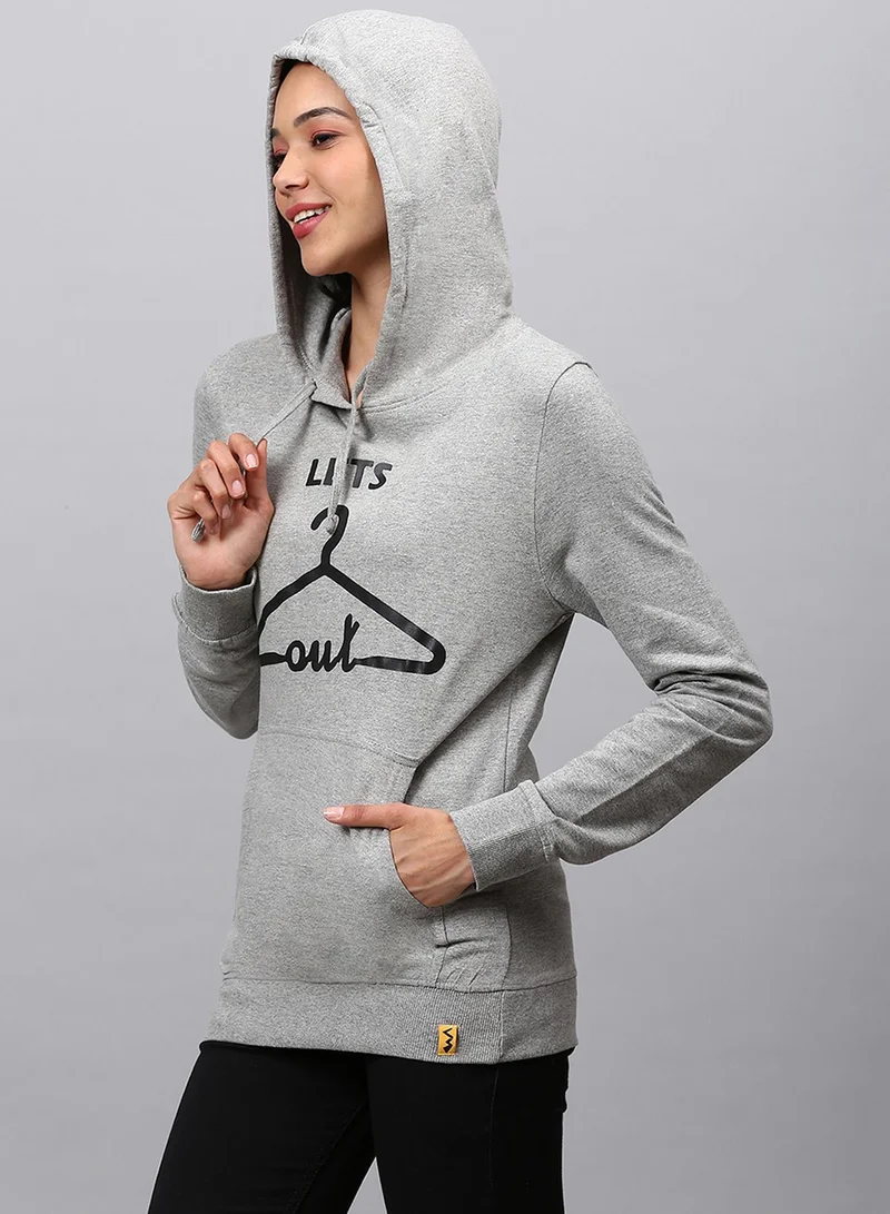 كامبوس سوترا هودي نسائي رمادي فاتح بطبعة لنخرج