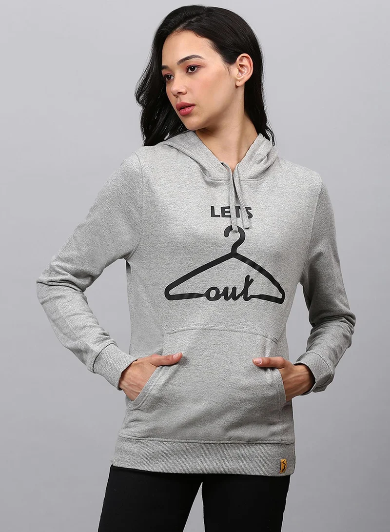 كامبوس سوترا هودي نسائي رمادي فاتح بطبعة لنخرج