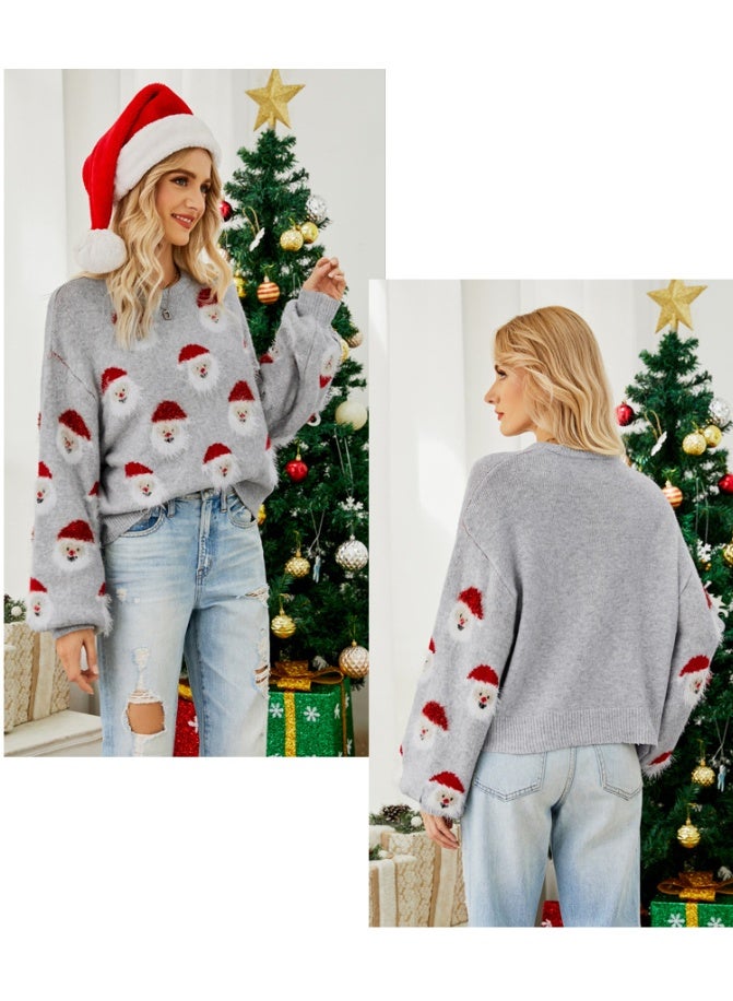 NIBEMINENT Winter Women's Knitting Christmas Sweaters Santa Claus Print Warm Soft Knitwear New Year's Costume Xmas Party Wear Pullover - Image 2