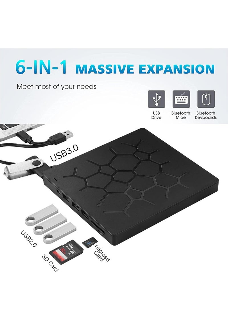 Generic - External DVD Drive, USB 3.0 CD DVD Burner for Laptop, Type-C CD/DVD ROM +/-RW Optical Disk Drive with 4 USB Ports and 2 SD Card Slots, Ultra Slim, for Mac, PC Windows 11/10/8/7 Linux OS - Image 1