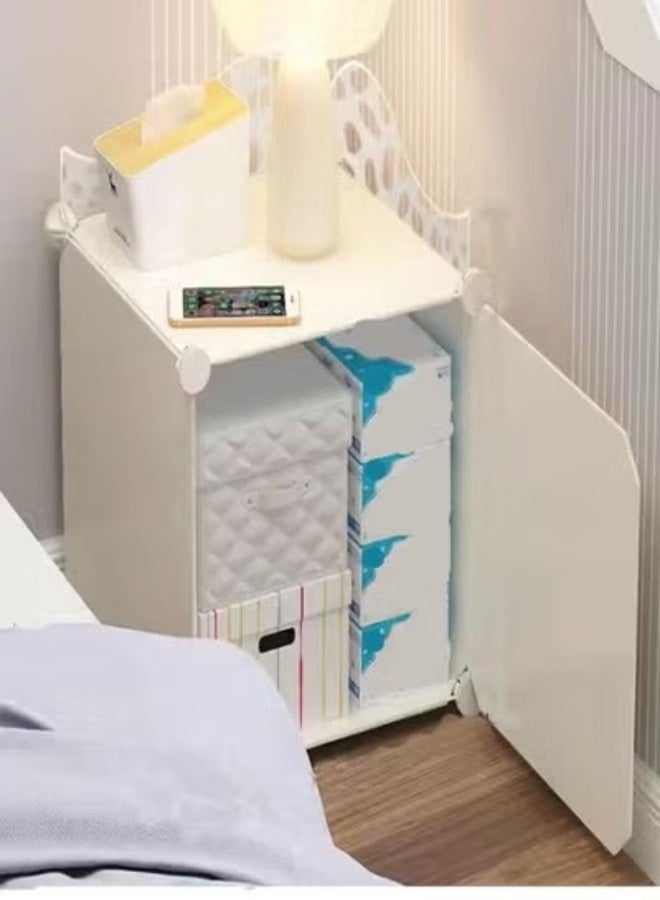 سي آند سي هوم 1-قطعة متعددة الأغراض بسيطة السرير تخزين مجلس الوزراء الرف منضدة جانبية الجدول لغرفة المعيشة غرفة نوم أبيض 32x32x42 سم - Image 1