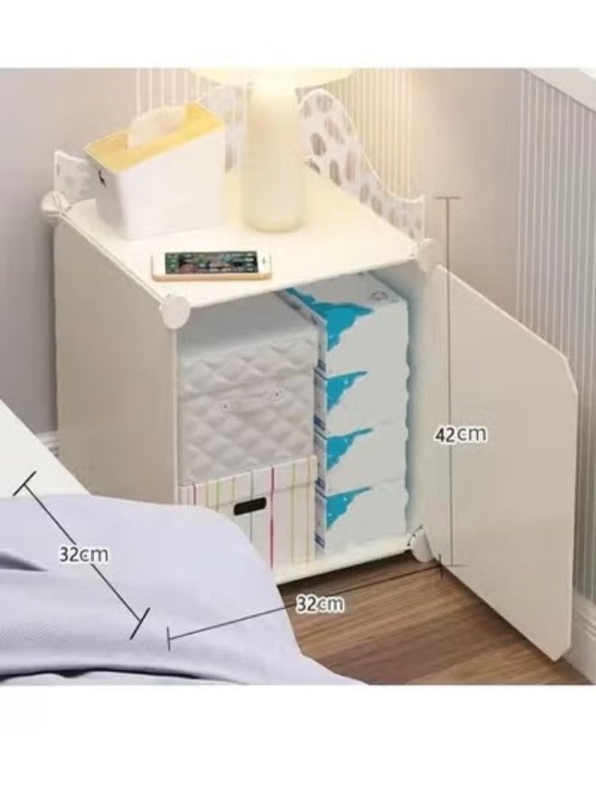 سي آند سي هوم 1-قطعة متعددة الأغراض بسيطة السرير تخزين مجلس الوزراء الرف منضدة جانبية الجدول لغرفة المعيشة غرفة نوم أبيض 32x32x42 سم - Image 2