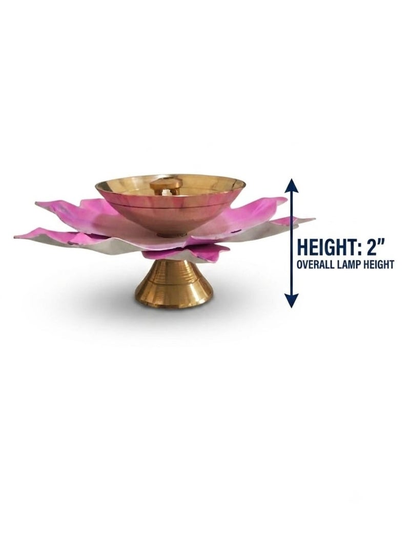 Brass Pooja Thali Set with Lotus Diya & Kumkum Holder - Image 4