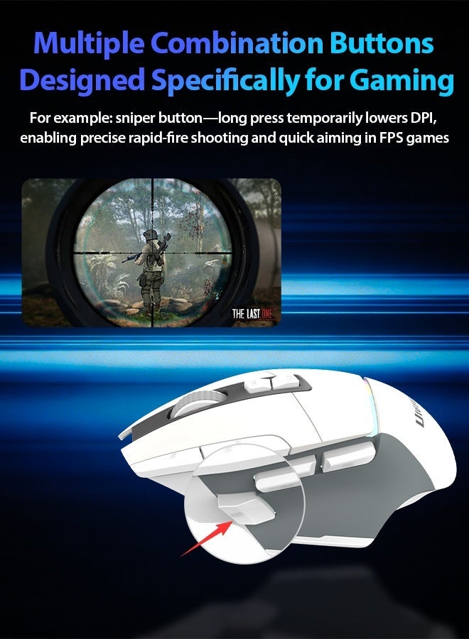 Utezena Gaming Mouse Wireless High Performance Ergonomic Design 10 Programmable Buttons 6 DPI Levels Up to 24000 Optical Sensor RGB Lighting Superlight Anti Slip BT 2.4Ghz Wired for PC MAC Daily Use - Image 4