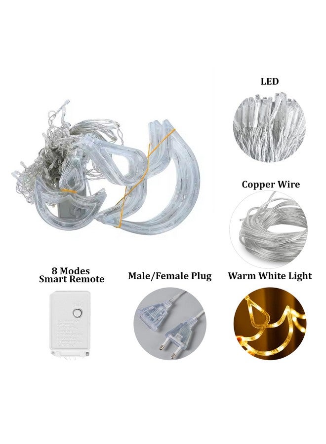 fizzytech أضواء ستارة فيزيتيك 12 ديا، أضواء ستارة نافذة مع 8 أوضاع وميض للزينة لعيد الديوالي، عيد الميلاد، الزفاف، الحفلة، أضواء تزيين المنزل (أبيض دافئ) - Image 3