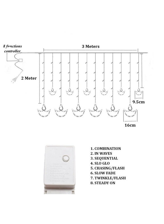 fizzytech أضواء ستارة فيزيتيك 12 ديا، أضواء ستارة نافذة مع 8 أوضاع وميض للزينة لعيد الديوالي، عيد الميلاد، الزفاف، الحفلة، أضواء تزيين المنزل (أبيض دافئ) - Image 2