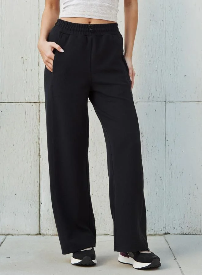 Kappa Kappa Women Relaxed Fit Flexi Waist Track Pants with Pockets