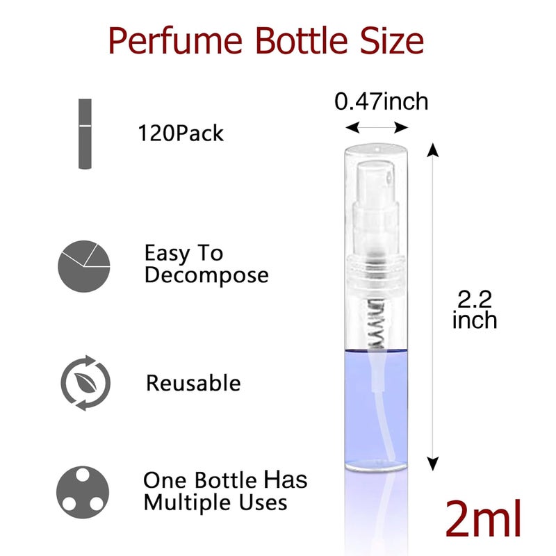 Csdtylh Mini Spray Bottle  Clear Plastic Empty Sample Containers  Fine Mist Perfume Travel Refillable Spray Bottle Perfume Atomizer Small Portable Bottle For Cleaning  Travel  Essential Oils(120  2Ml) - Image 2
