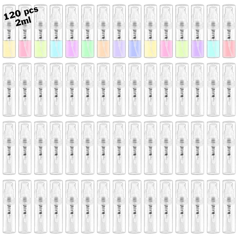 Csdtylh Mini Spray Bottle  Clear Plastic Empty Sample Containers  Fine Mist Perfume Travel Refillable Spray Bottle Perfume Atomizer Small Portable Bottle For Cleaning  Travel  Essential Oils(120  2Ml) - Image 1
