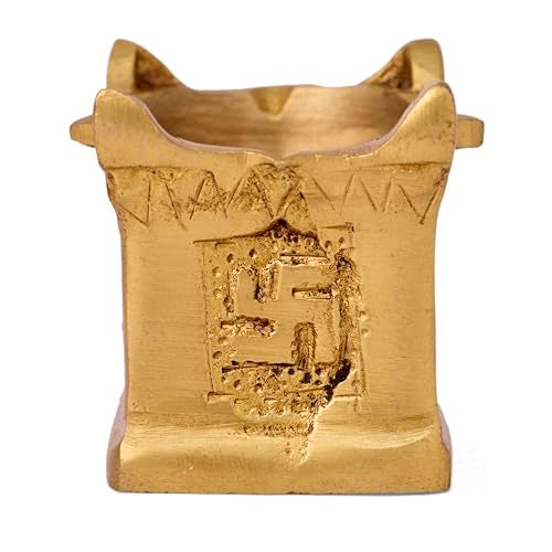 GURU JEE Tulsi Diya Tulsi Kyara Shaped Brass Diya Oil Lamp Divi Deepak Deepam for Pooja Aarti - Image 1