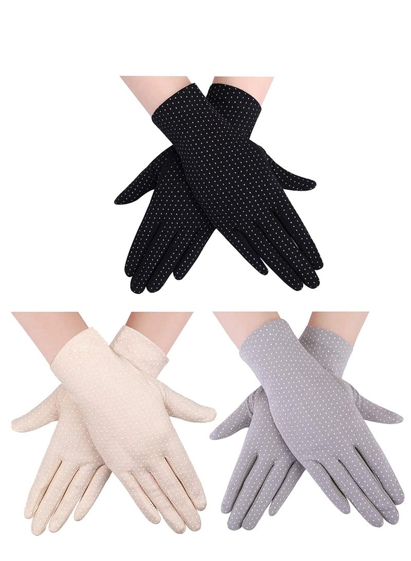 SFMW 3 Pair Women Protective UV Protection Summer Sunblock Touchscreen Gloves for Driving Riding 