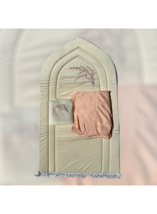 Ramadan Gifting Package Womens Luxury Prayer Mat Set with Matching Prayer Dress, Soft , Padded Istanbul Sajadah, Elegant Embroidered Muslim Prayer Rug for Home, Hajj & Umrah