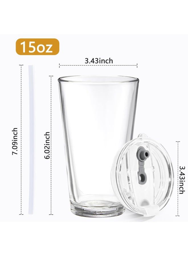 Icesip 15oz Iced Coffee Cup Set of 2 with Lid Straw Thick Leak Proof Drinking Glasses Tumbler for Gift Cold Drink Smoothie Boba Tea(Clear*2) - Image 5