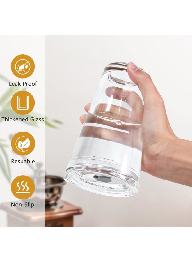 Icesip 15oz Iced Coffee Cup Set of 2 with Lid Straw Thick Leak Proof Drinking Glasses Tumbler for Gift Cold Drink Smoothie Boba Tea(Clear*2) - Image 3