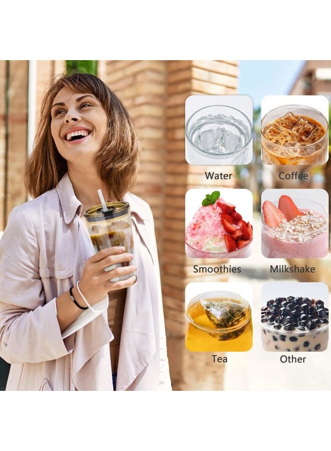Icesip 15oz Iced Coffee Cup Set of 2 with Lid Straw Thick Leak Proof Drinking Glasses Tumbler for Gift Cold Drink Smoothie Boba Tea(Clear*2) - Image 2