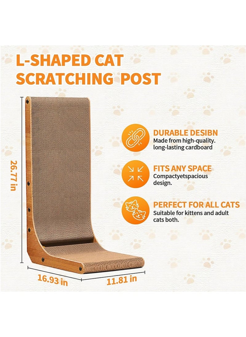 يواوليتي مخدش قطط، مخدش قطط مثبت على الحائط، كرتون مخدش قطط مع لعبة كرة للقطط المنزلية، حجم كبير (بني) - Image 3